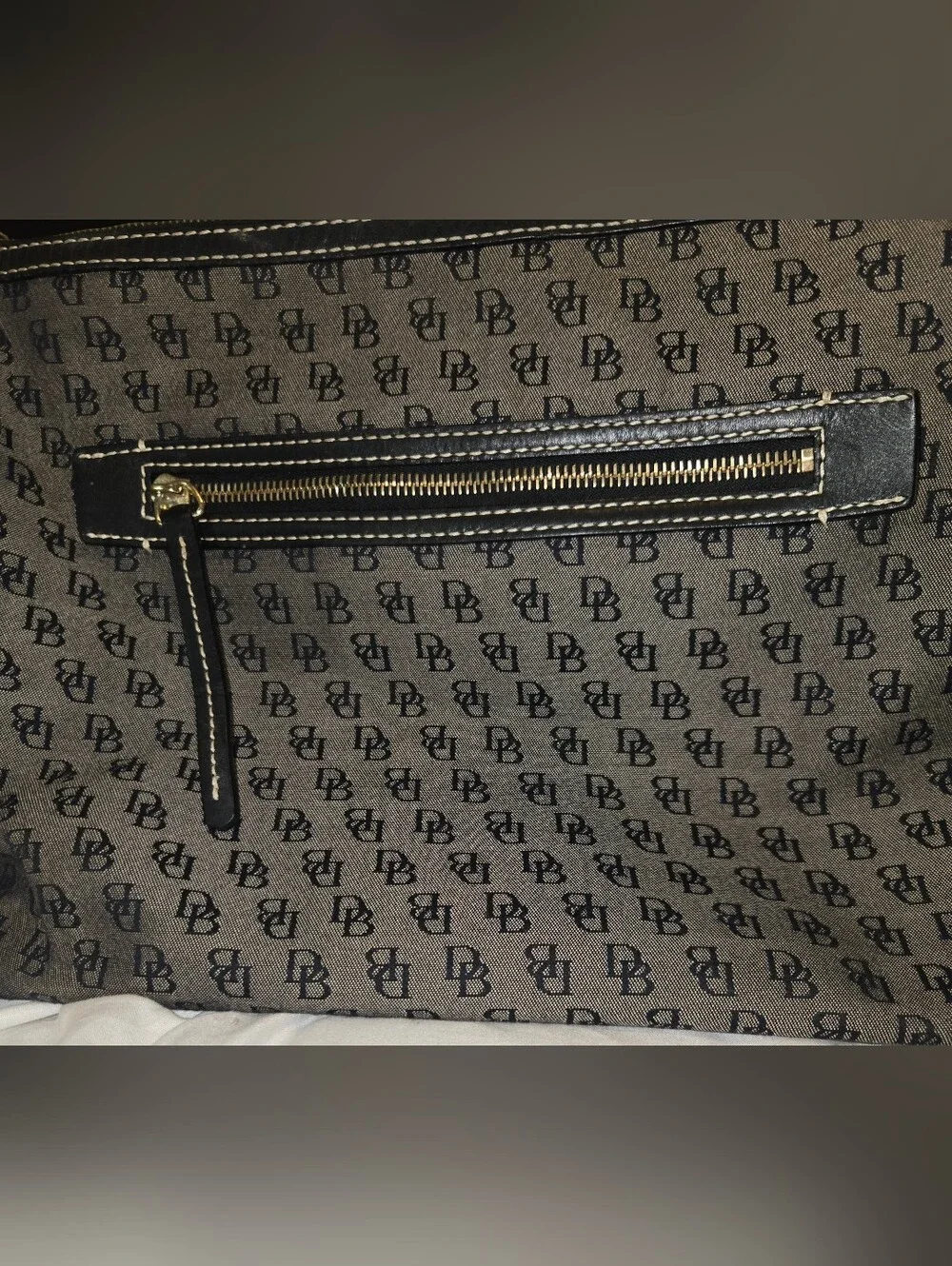 Dooney & Bourke Gray Logo Hobo with Black Trim